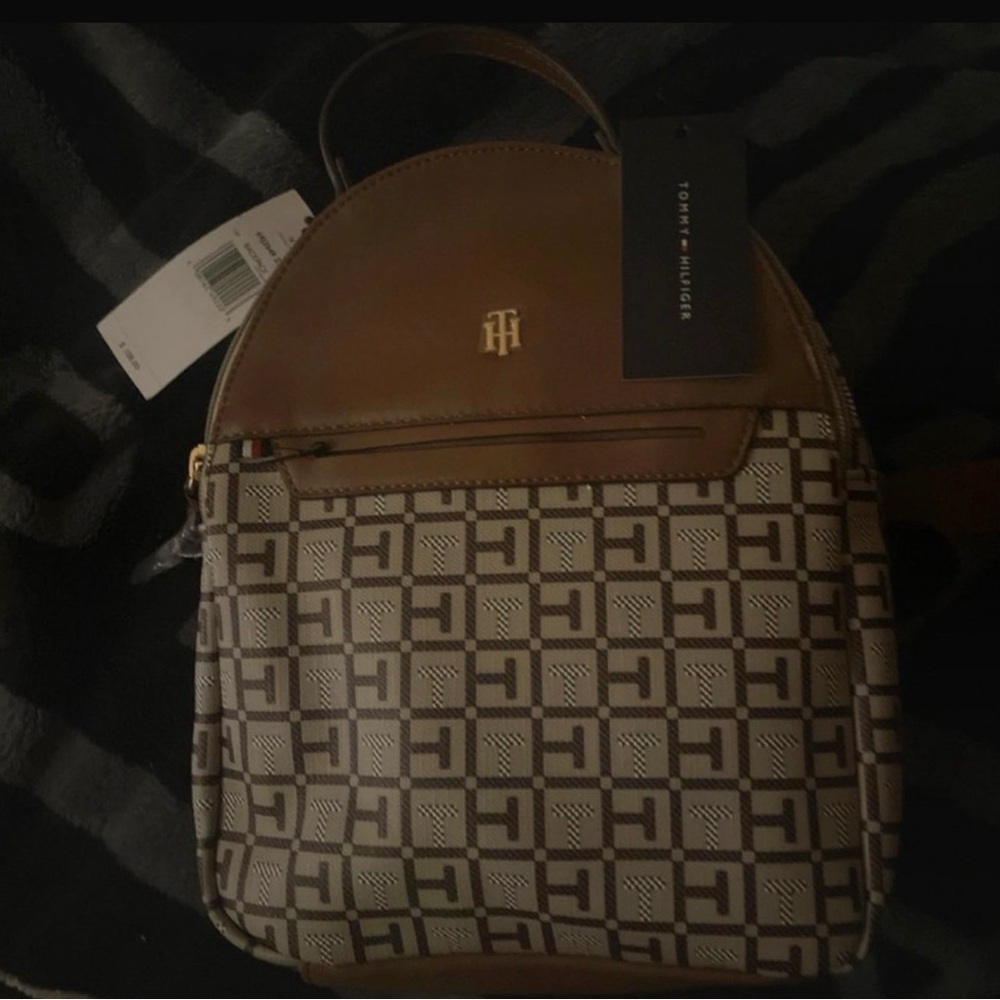 Tommy Hilfiger Brown and Cream Women's Backpack